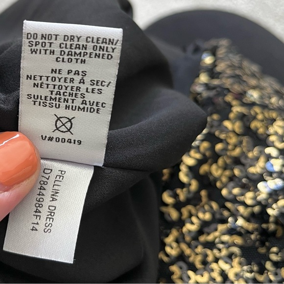 DIANE VON FURSTENBERG Pellina Squin Black/Gold Tank Dress Size 4 Cocktail - Picture 6 of 12